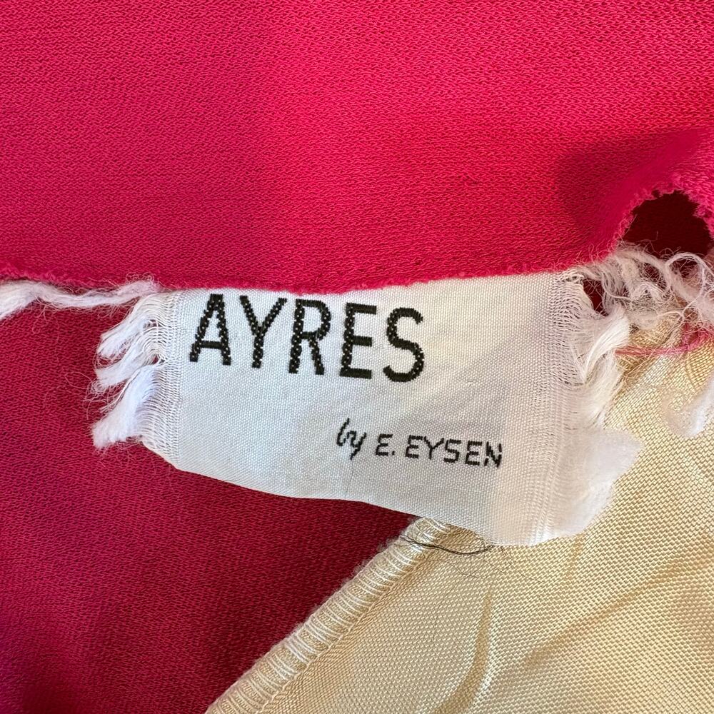 Vintage AYRES by Eysen Pink & Black Beaded Faux Wrap Dress 70s Disco Cocktail M - Picture 11 of 15